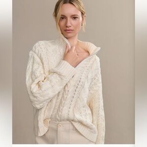 Jenni Kayne Cream Cable Knit Turtleneck Sweater